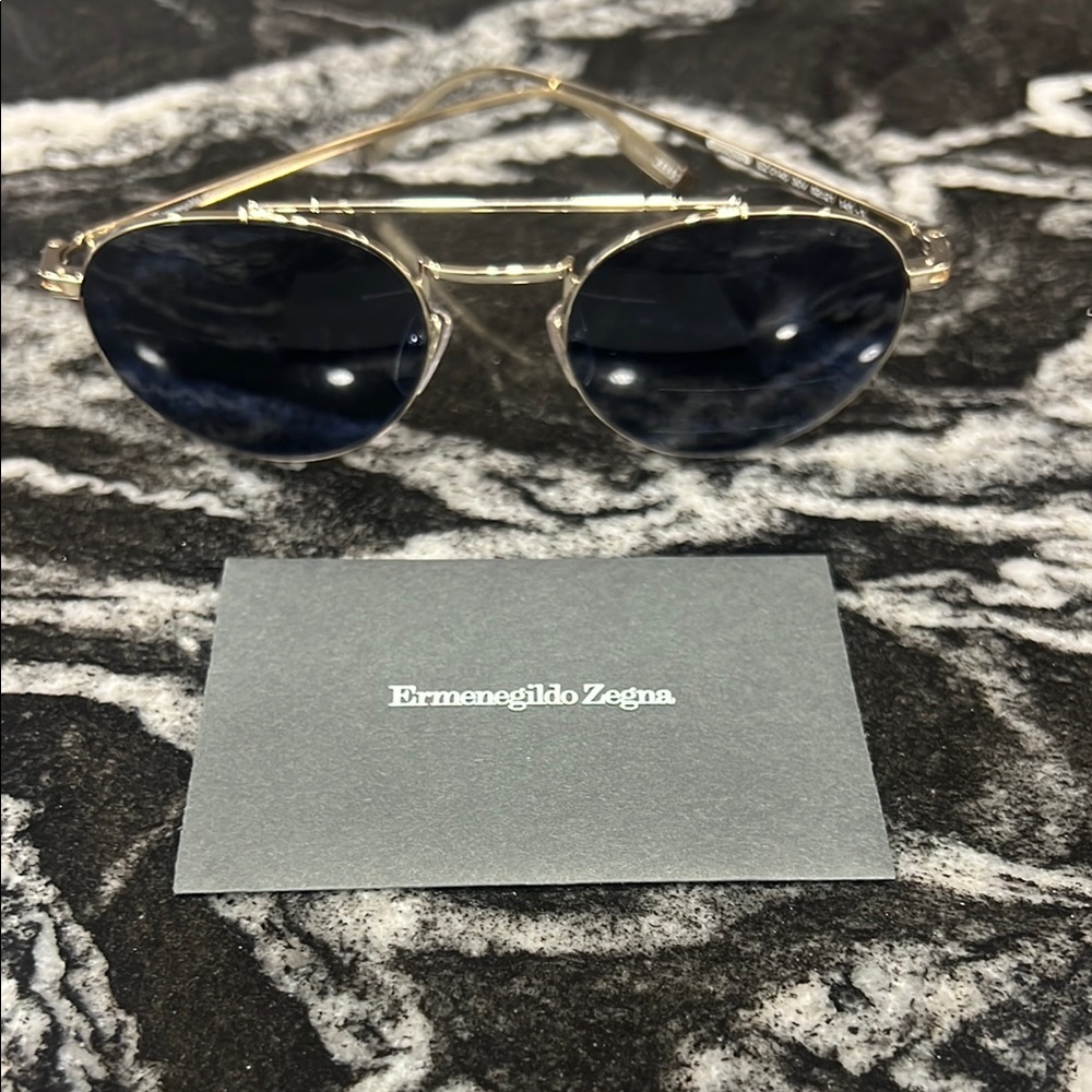 Ermenegildo Zegna Gold and Blue Sunglasses